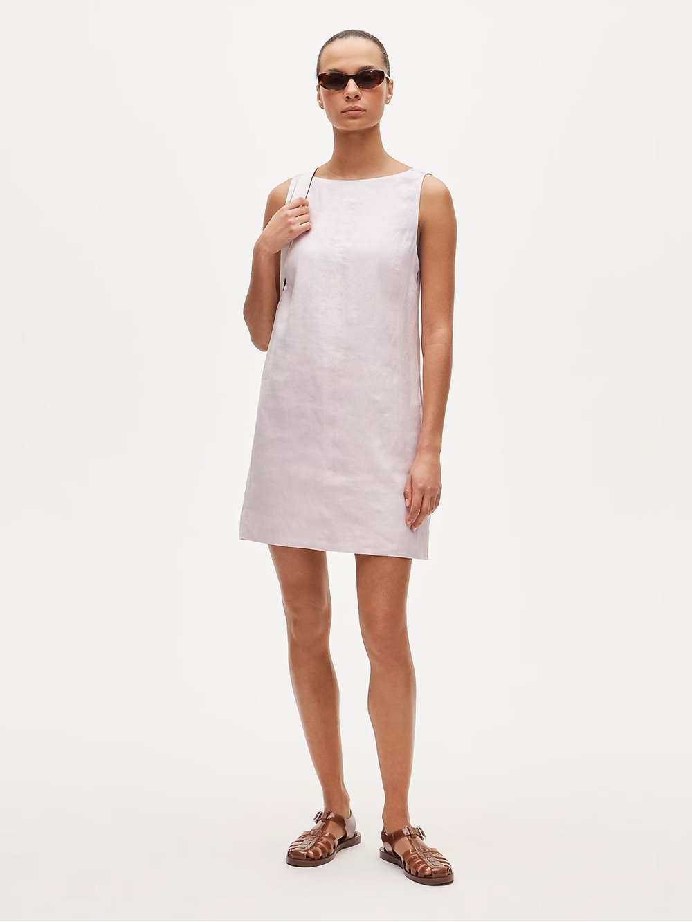 J. Crew Sleeveless Billie Linen Shift Dress in Peppermint Ice